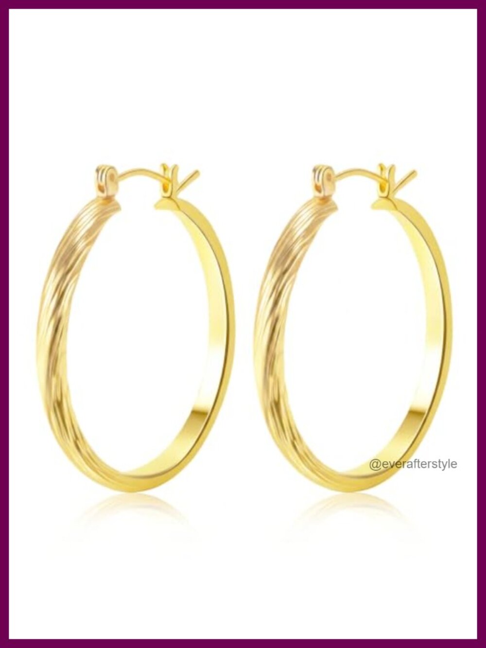14k Gold Plated Hoop Earrings for Women Textured Hypoallergenic